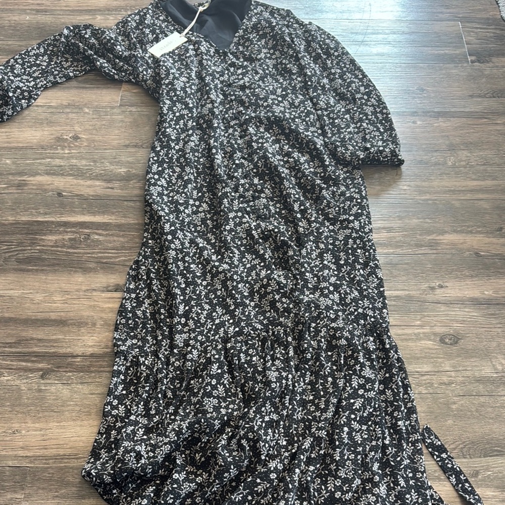Floral Black and White Women's Dress